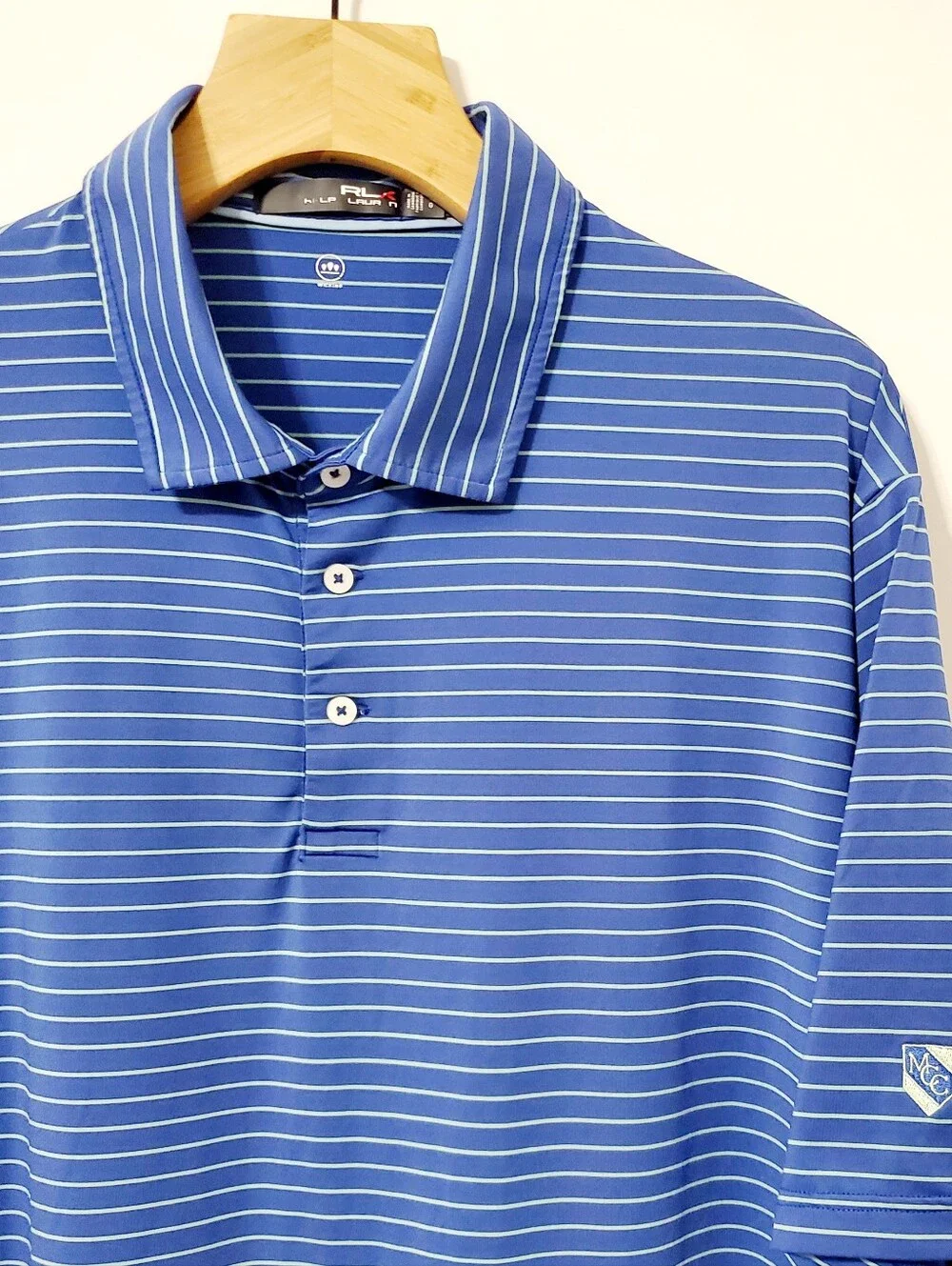 Ralph Lauren RLX Blue Stripe Polo Shirt Men Large